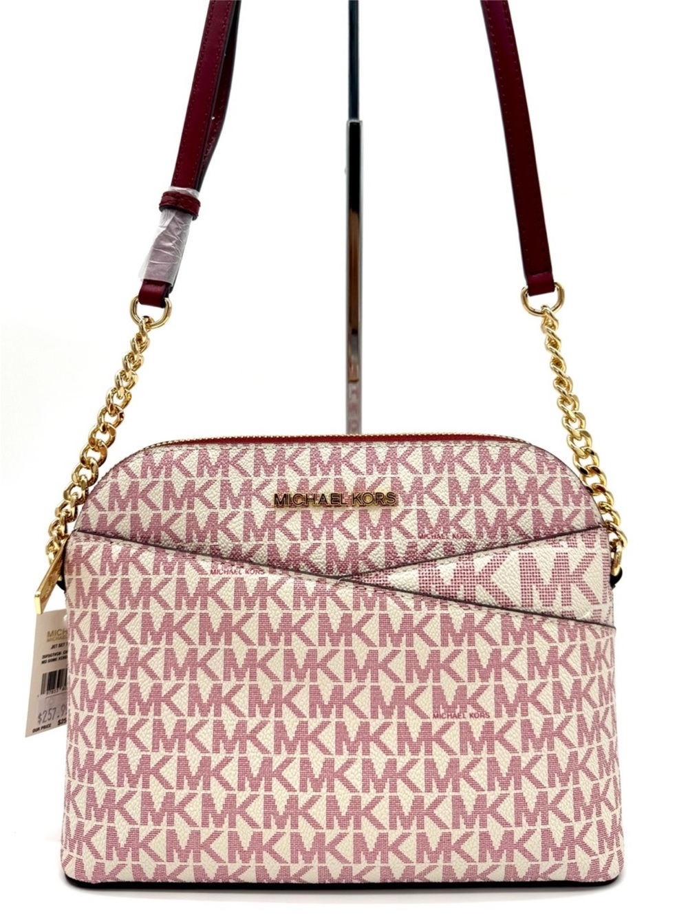 Michael Kors Medium Dome Jet Set Travel Xbody Bag Cherry Multi - Picture 1 of 9